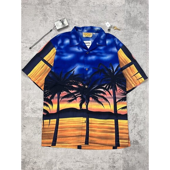 Vintage Maui Maui All Over Print Hawaii Tropical Button Up - Picture 1 of 5